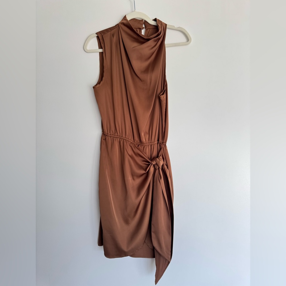 PRETTYGARDEN Women's Short Formal Satin Dress in Brown - Picture 2 of 3